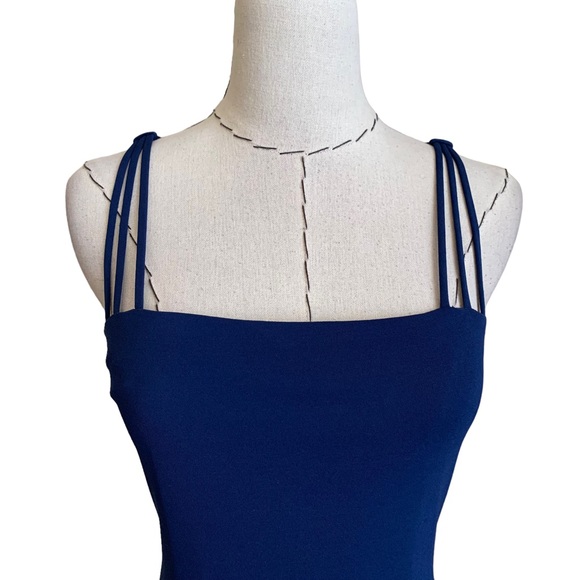 Vintage 90s Laundry Navy Blue Strappy Maxi Dress Gown sz 4 Minimalist - Picture 3 of 11